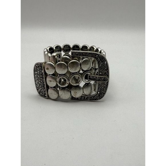 Jewelry - Premier Designs Silver-Tone Buckle Stretch Bracelet with Rhinestone Accents